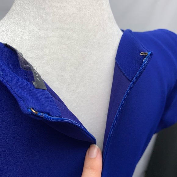 Alexander McQueen Royal,Cobalt Blue V-Neck A-Line Mini Dress Sz 44 US 8 Medium - Picture 12 of 15